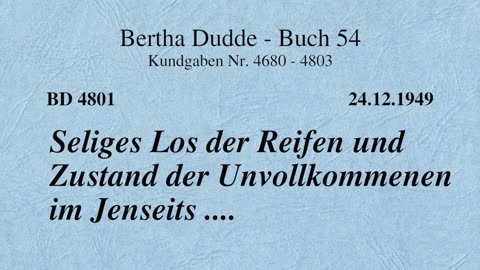 BD 4801 - SELIGES LOS DER REIFEN UND ZUSTAND DER UNVOLLKOMMENEN IM JENSEITS
