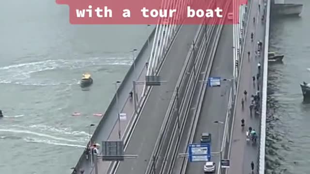 Six people were rescued from a water taxi in Rotterdam, the Netherlands, after