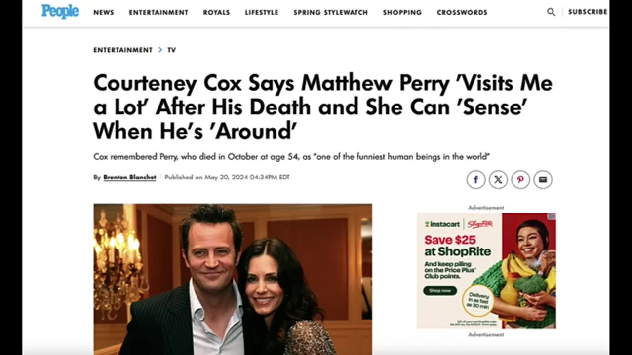 FRIENDLY WITCH COURTNEY COX CONFESSES TO SPEAKING WITH THE SPIRIT OF SACRIFICED MATTHEW PERRY