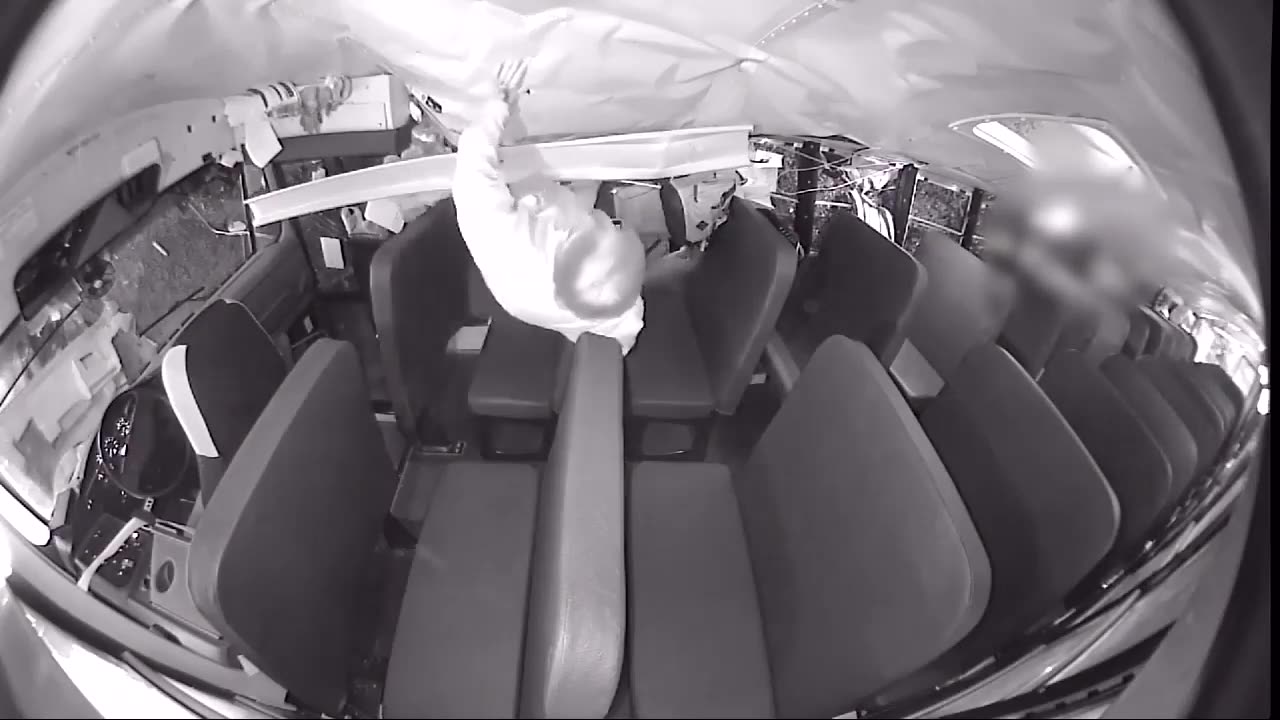 Accident happened in a bus - live video caught in camera from the inside camera