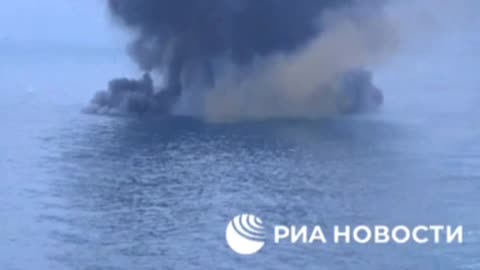 Footage of destruction of Ukrainian unmanned kamikaze boats that attacked the Ivan Khurs ship