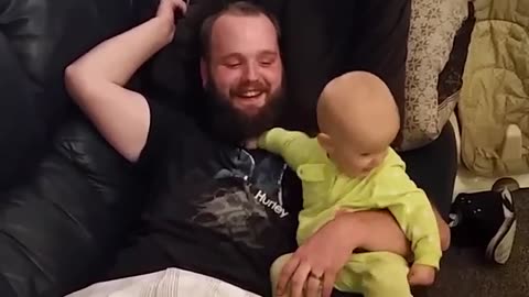 Funny Baby with Father