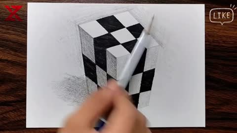 Chess Cube 3D Drawing