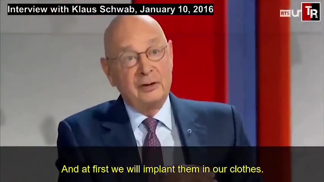 Klaus Schwab, "predicts" that humans will have microchips implanted in their brains