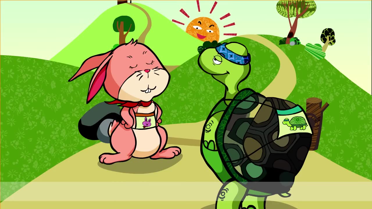 The tortoise and the Hare _Good morning (Greeting)_. English Aesop s'fables for kids