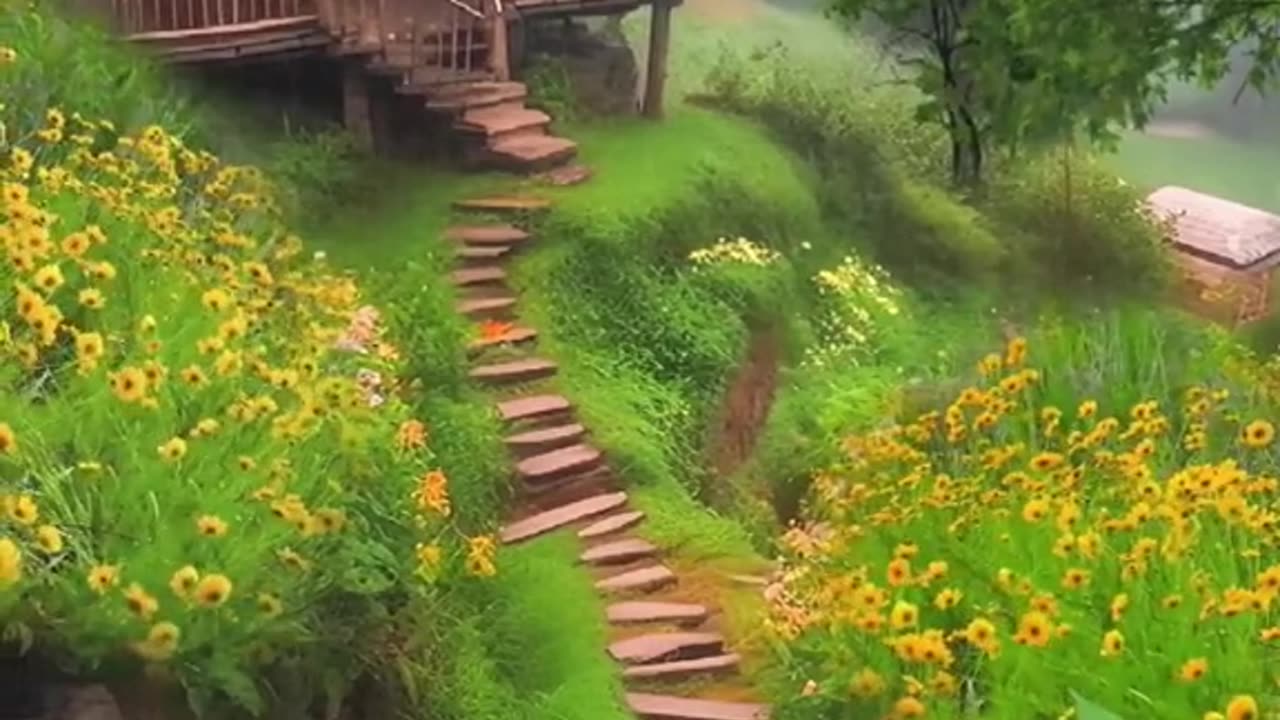 Beautiful house 🏠 rain day nature view relax cool video