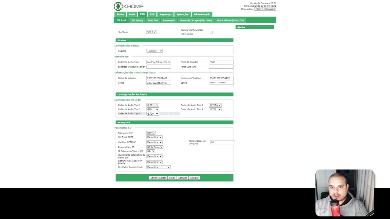 06 - Configurar ATA Khomp Kap-x - FXO USER