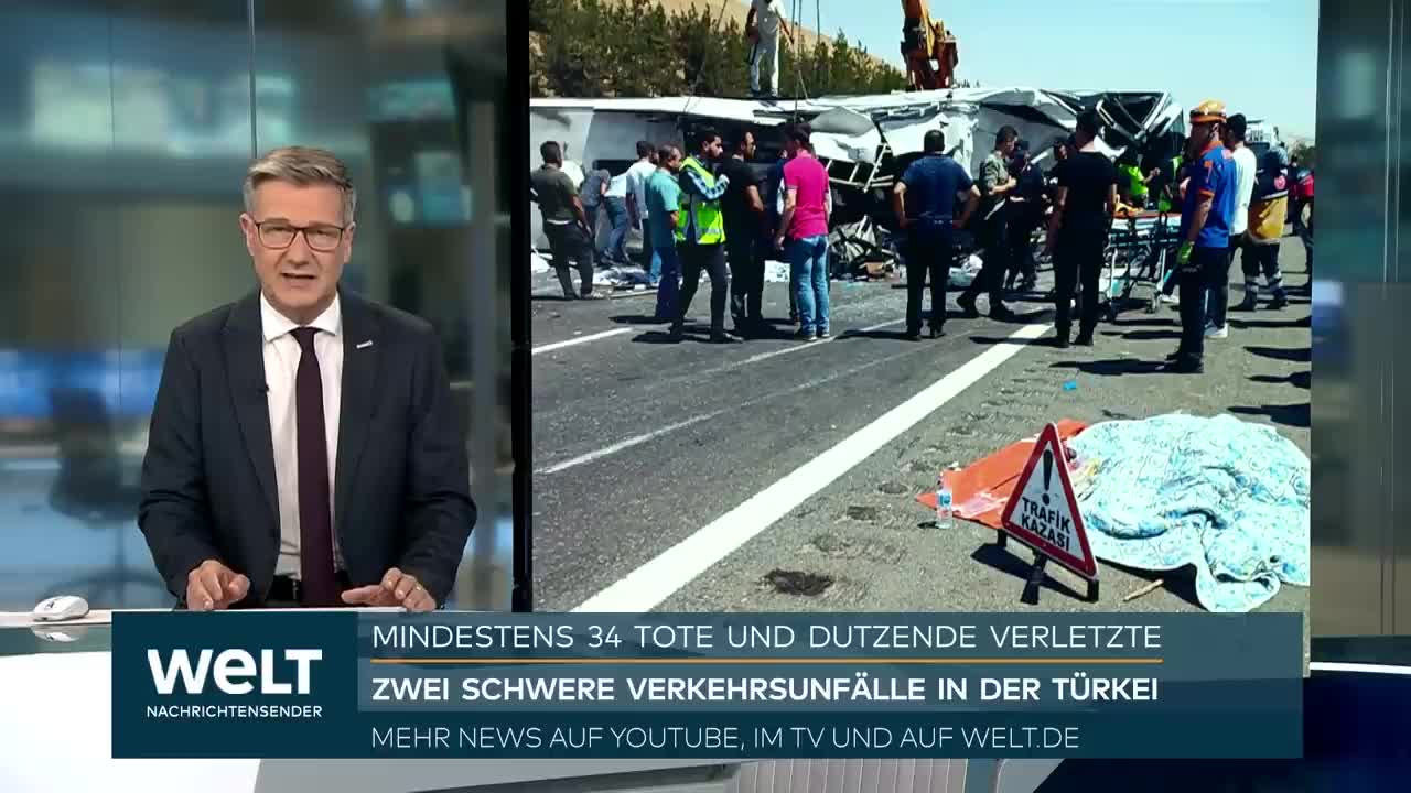 ZWEI SCHWERE VERKEHRSUNFÄLLE IN DER TÜRKEI: Mindestens 34 Tote und dutzende Verletzte