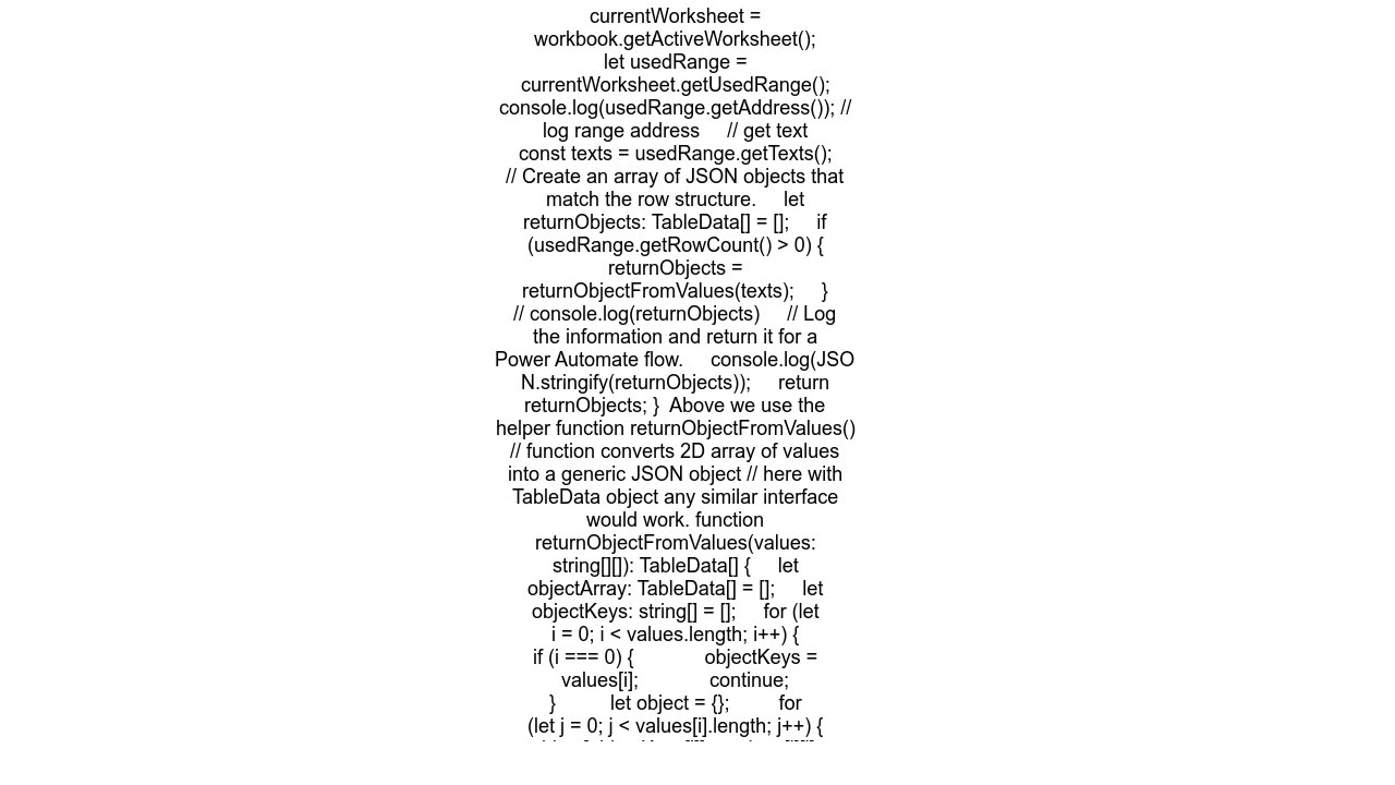 Parse Excel to JSON