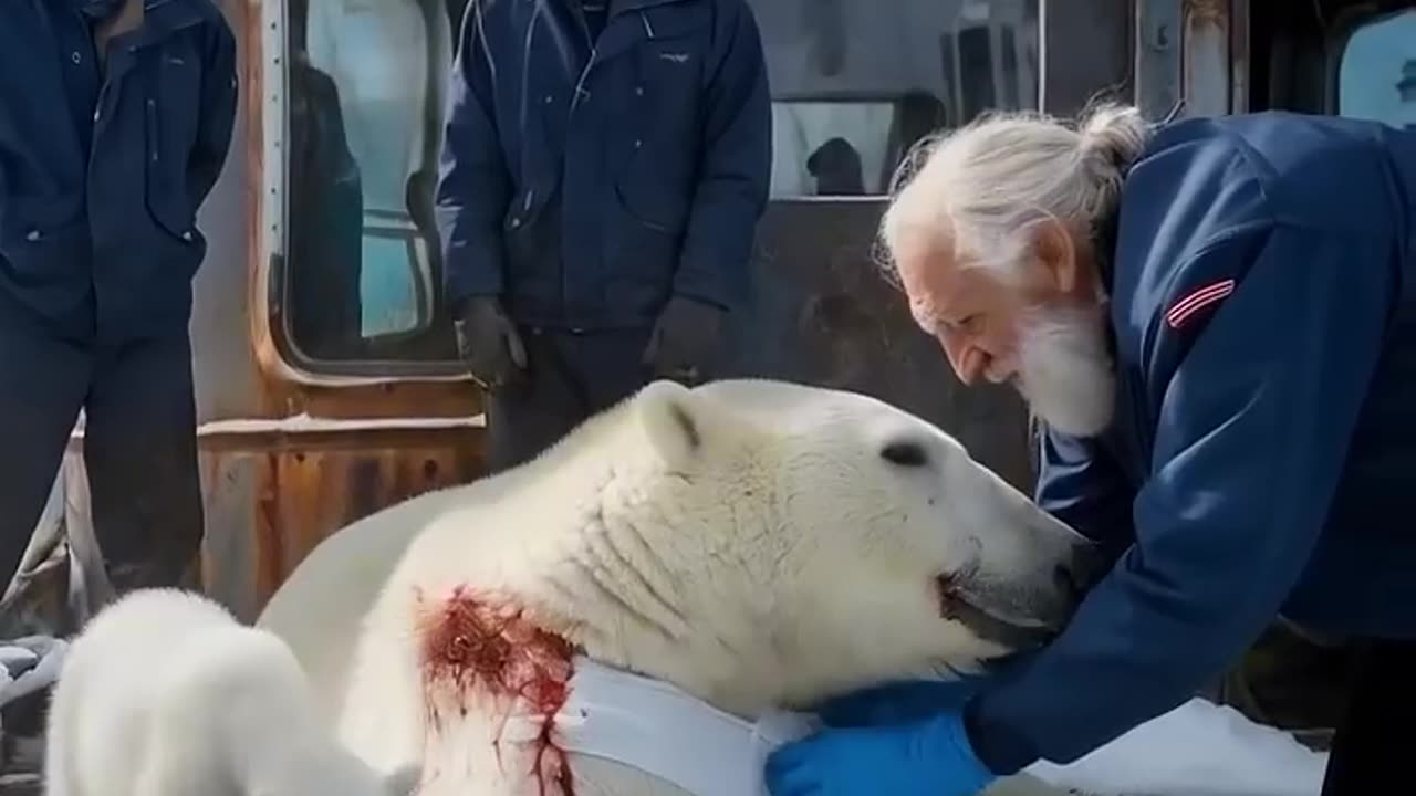 A heartfelt tale of sailors rescuing a severely injured mother polar bear trapped in a net