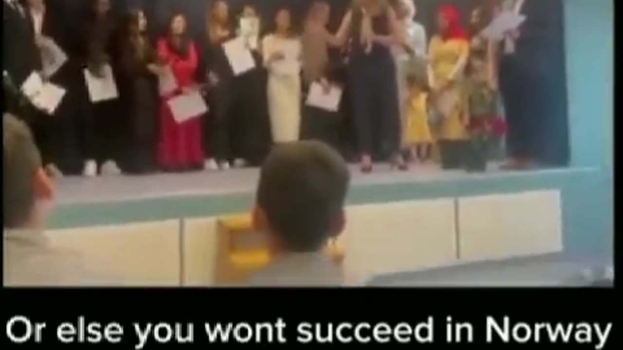 In a Norwegian school, a pupil is given a diploma and he is a Muslim so he doesnt shake hand