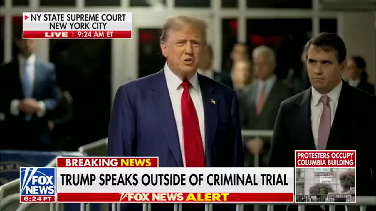 President Trump speaks outside the NYC Court Trial Room