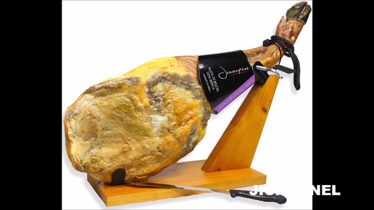 Iberico Ham Acorn-fed Bellota 100% Pure Breed (shoulder) Bone in from Spain + Ham Stand