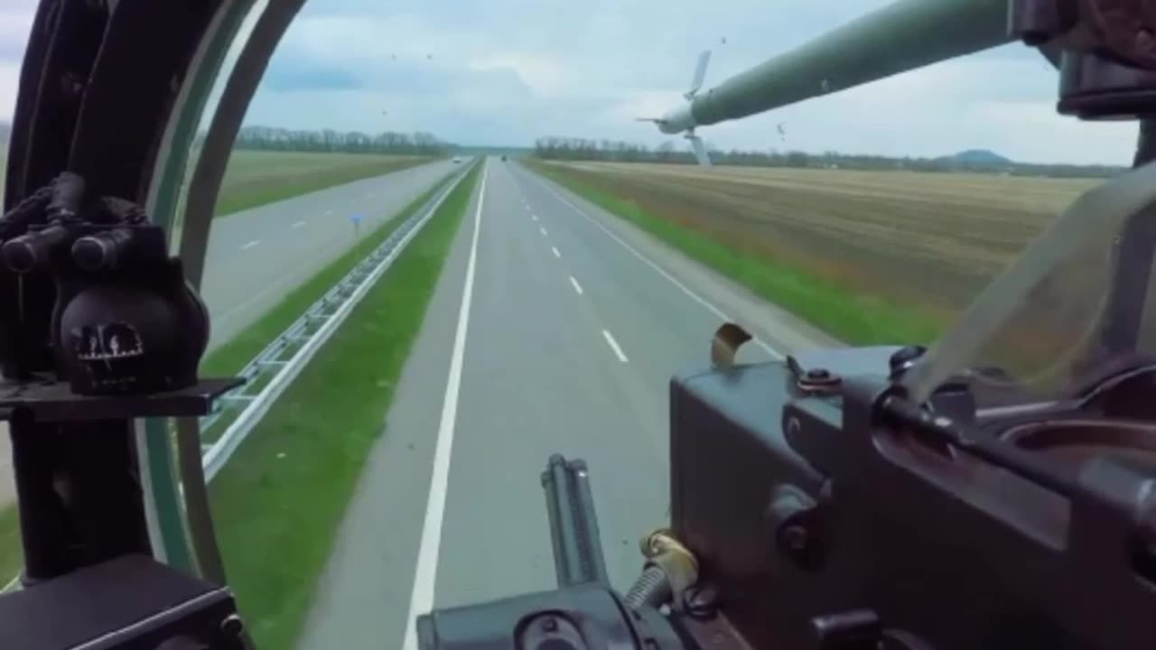 Ukrainian Attack Helicopters Using the Highway