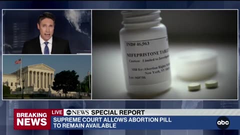 BREAKING: The Supreme Court granted approval of the widely used abortion pill mifepristone.