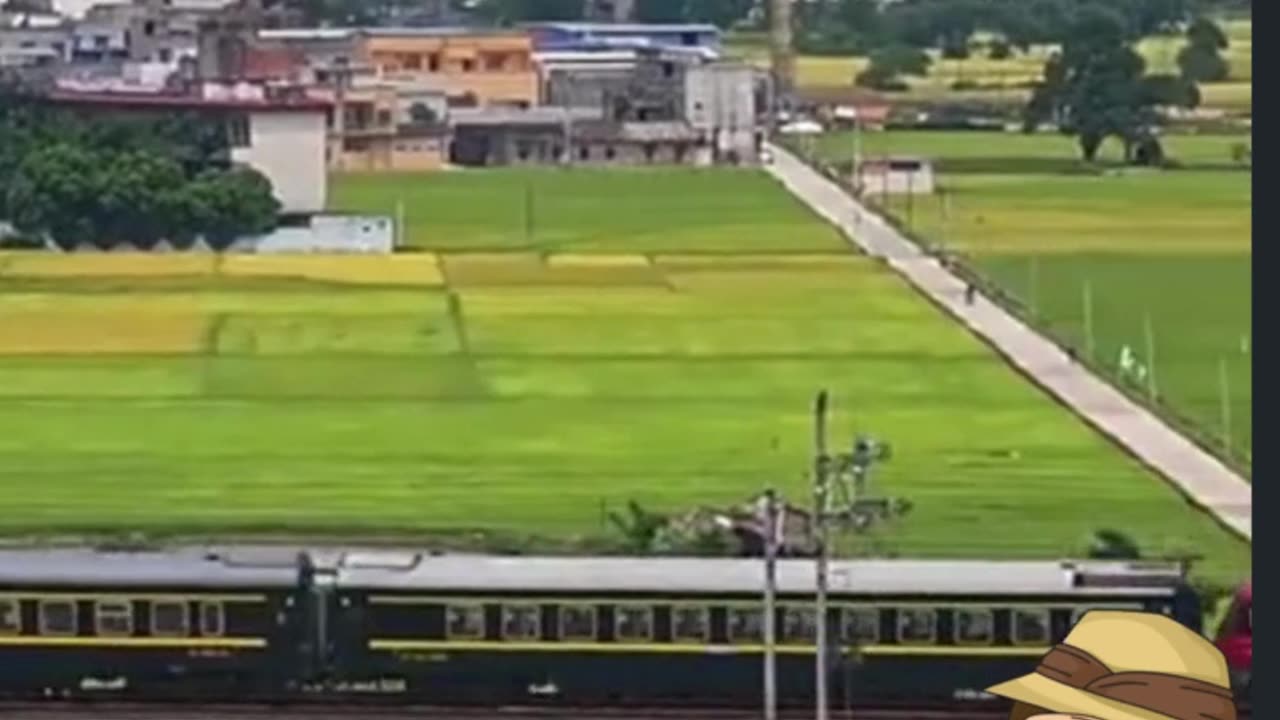 Bullet Train and normal Train Running side by side in China