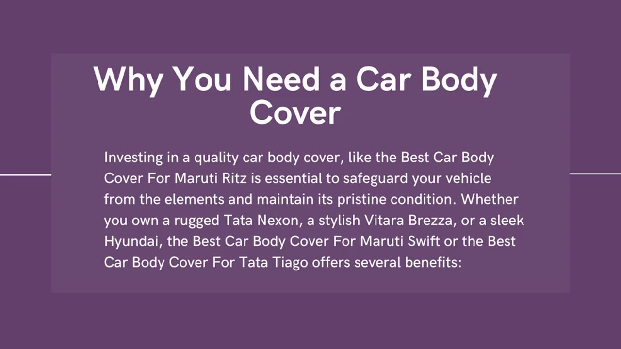 Best Body Cover For Tata Nexon, Vitara Brezza, Hyundai