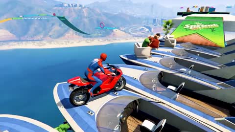 GTA V Epic New Stunt Race For Car Racing Challenge by Quad Bike, Cars and Motorcycle, Spider Shark3