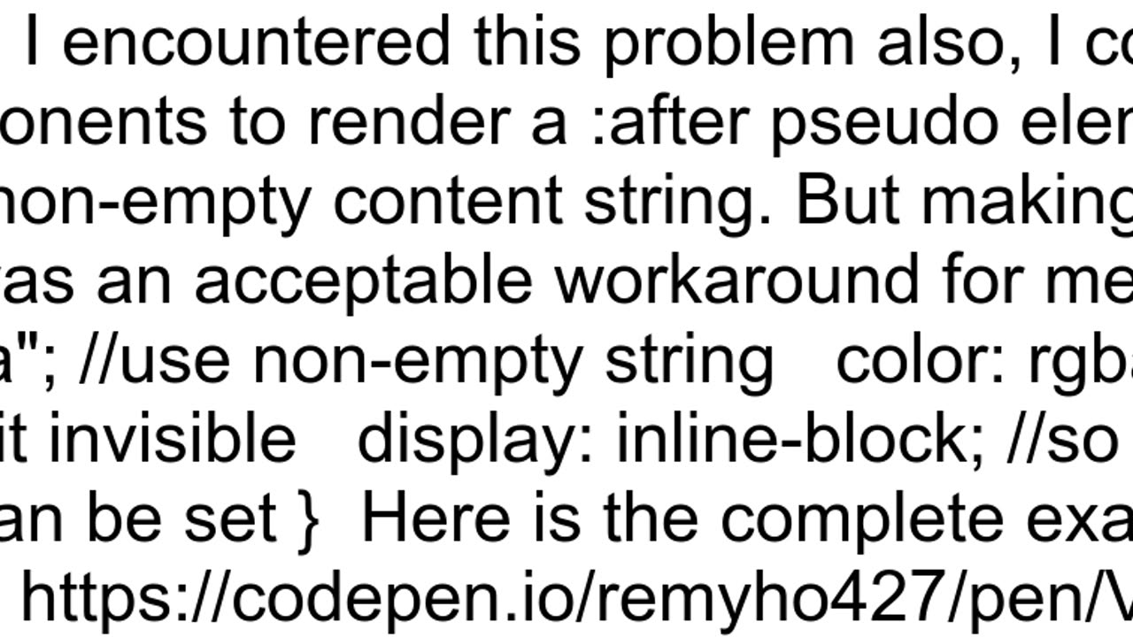 Styled component not showing after pseudo class if content is an empty string