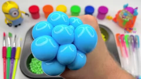 Satisfying Video l How to Make Rainbow Lollipop Slime with Stress Balls Cutting ASMR