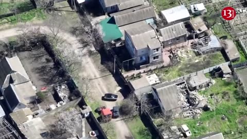 Russians unloading cargo from a car became the target of a drone