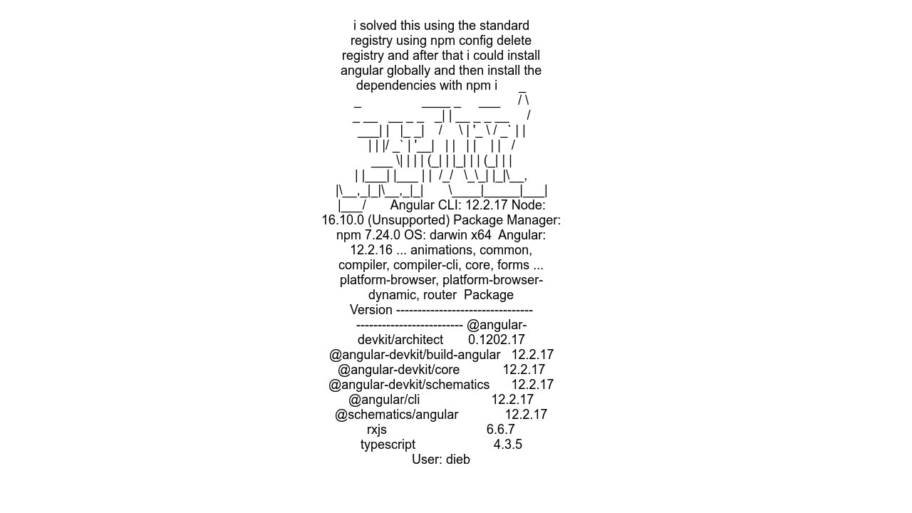 ng --version shows &lt;error&gt; for Angular version number and some packages