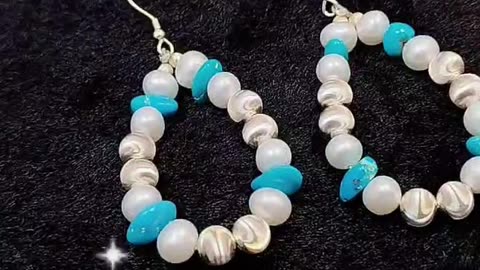 GN-20241202-03 High quality pearl earrings Turquoise with S925 silver Delicate bracelet Jewelry