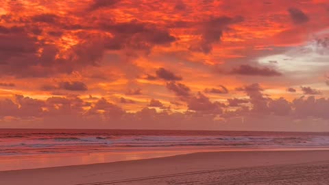 Bright Colorful Sunset Over The Ocean Coast Of Australia