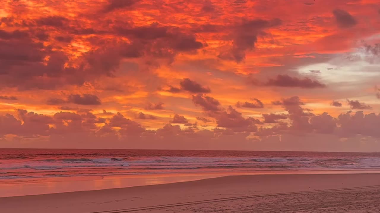 Bright Colorful Sunset Over The Ocean Coast Of Australia