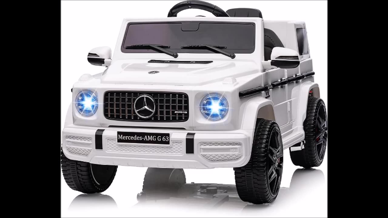 Kids 12V Ride on Car, Hetoy Licensed Mercedes Benz G63 Kids Car w/Remote Control, Wheels Suspension, Safety Lock, Soft Start, LED Light, Bluetooth, Music Battery Powered Electric Car for Kids. Officially Licensed Mercedes-Benz G63.Featuring the iconic gri