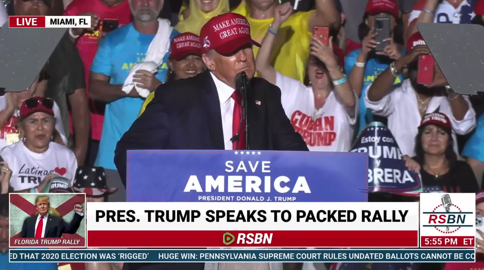 The rain in Miami didn't dampen the finale to Trump's speech