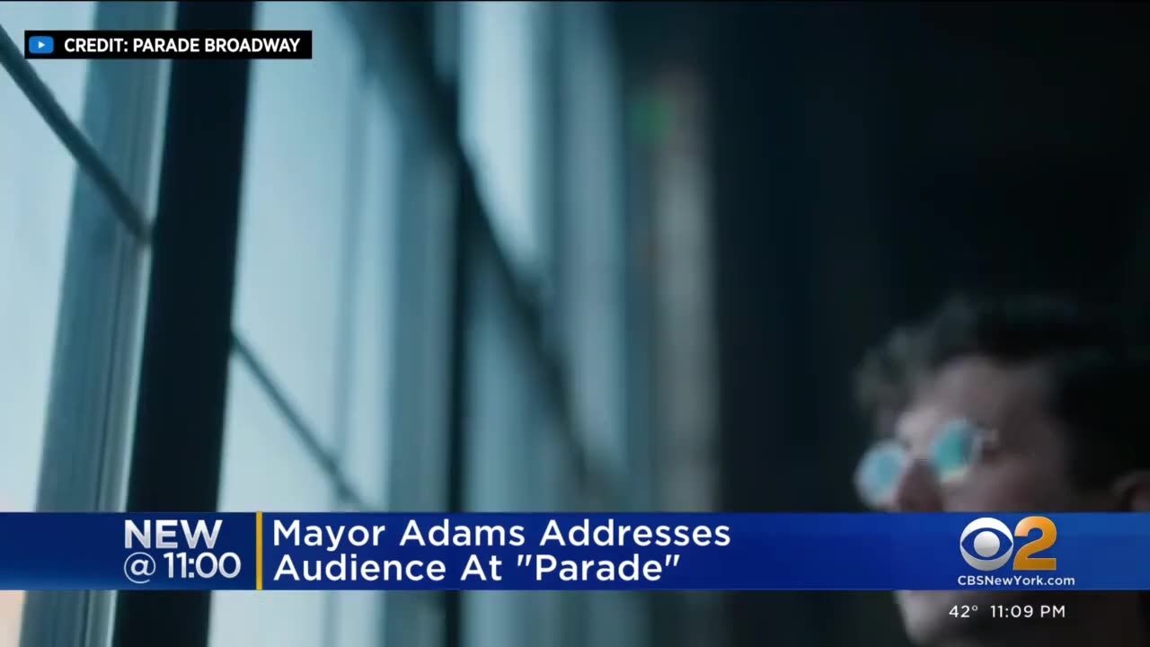 Mayor Adams addresses audience at Broadway musical Parade
