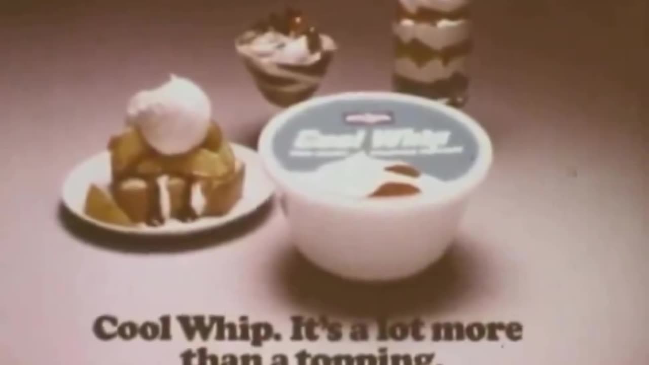 Making accidental desserts with Cool Whip, 1970s