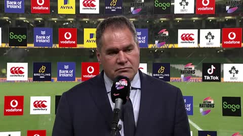 Dave Rennie reacts to Australia's defeat to Ireland in Dublin.