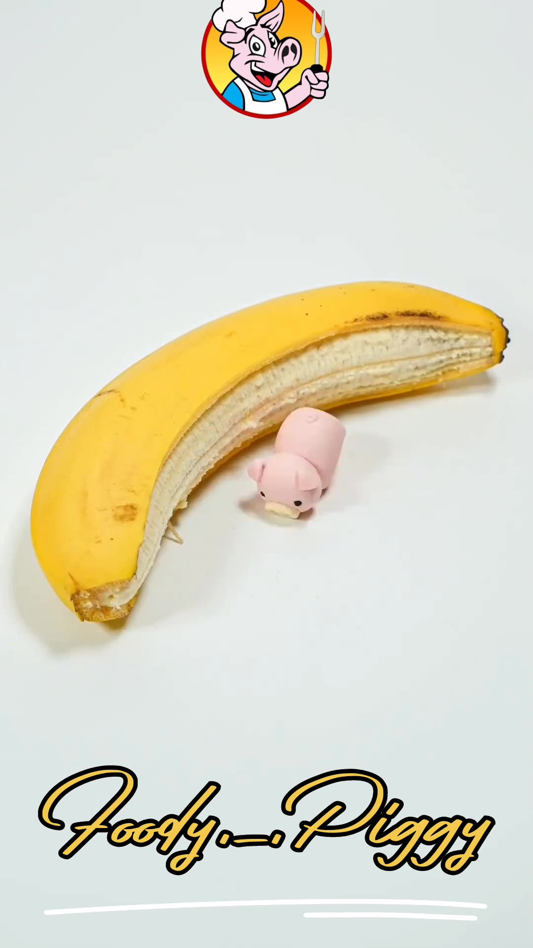 cute piggy eating banana for breakfast