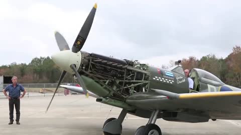 Spitfire MK XVI - First Engine Run in 17 Years!