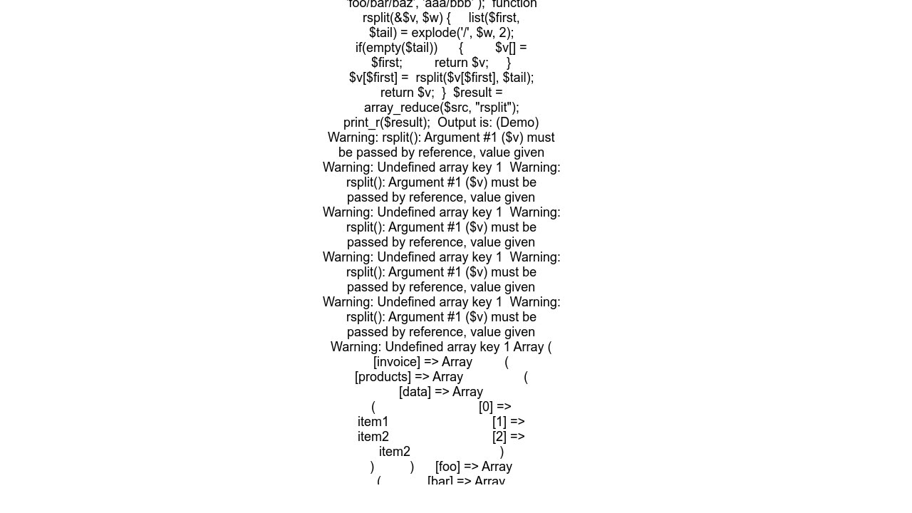 Convert flat array of delimited strings filepaths to a hierarchical associative multidimensional ar