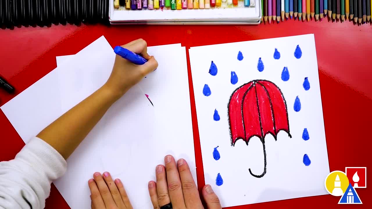 How To Draw An Umbrella - Letter U - Preschool