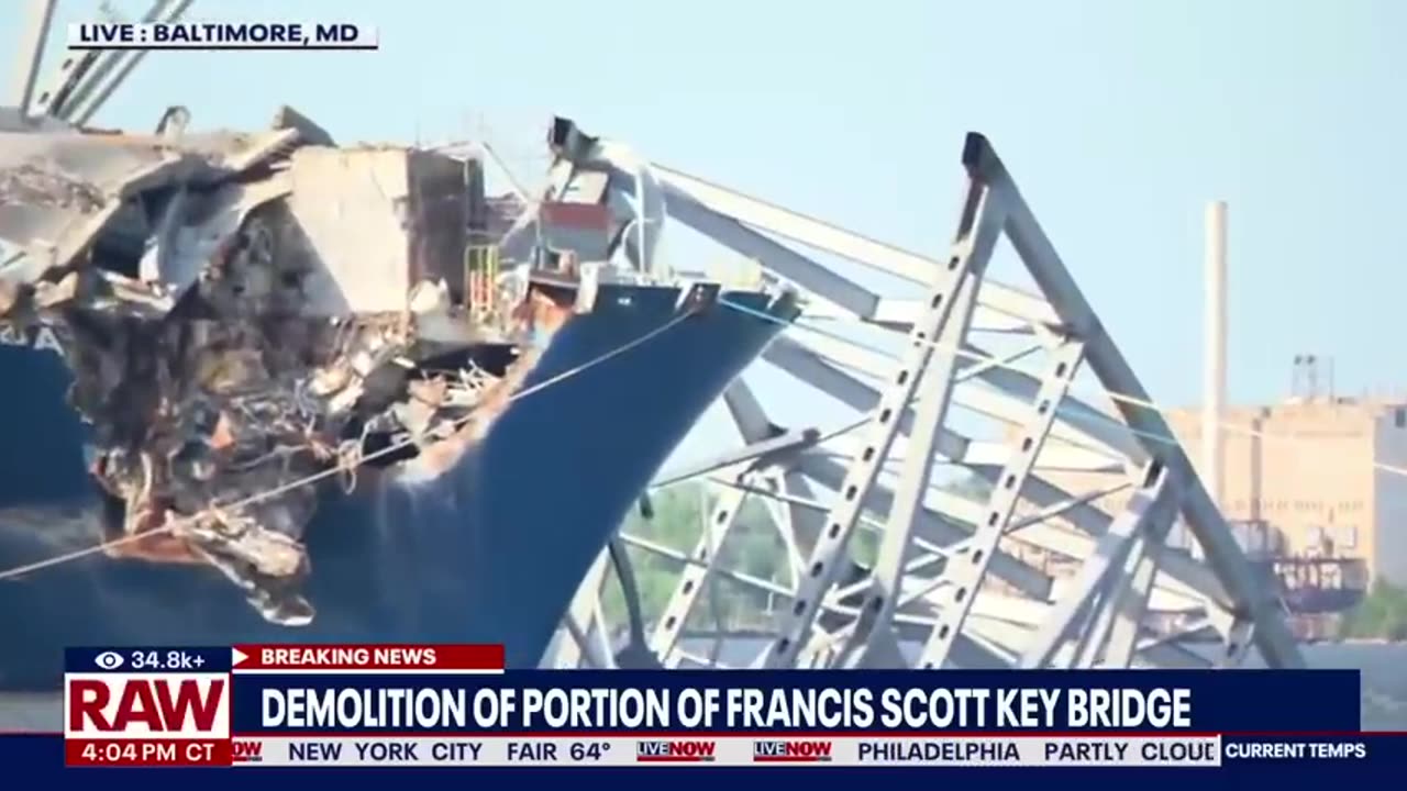 WATCH_ Key Bridge demolished with controlled explosion _ LiveNOW from FOX