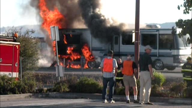 Burning RV in San Carlos