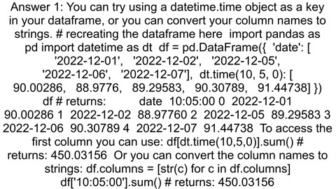 How to call column name when it is a timestamp in python