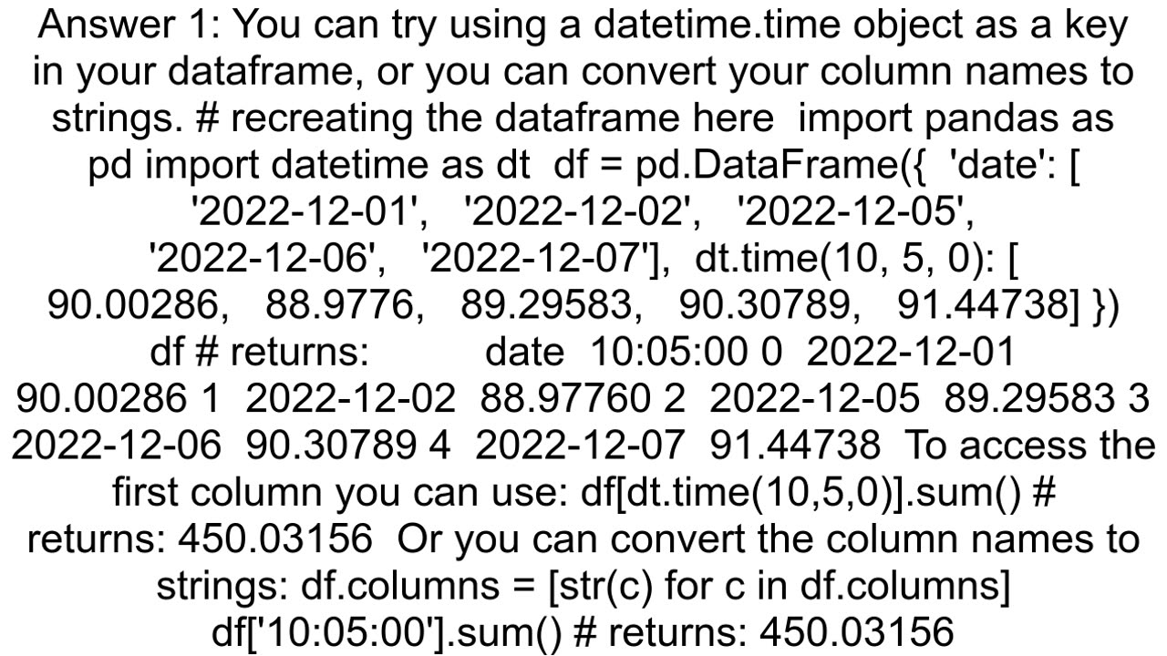 How to call column name when it is a timestamp in python