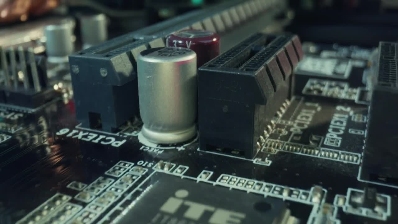 Close up shot of a computer's internal system