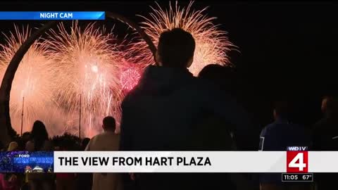 Viewing the fireworks from Hart Plaza