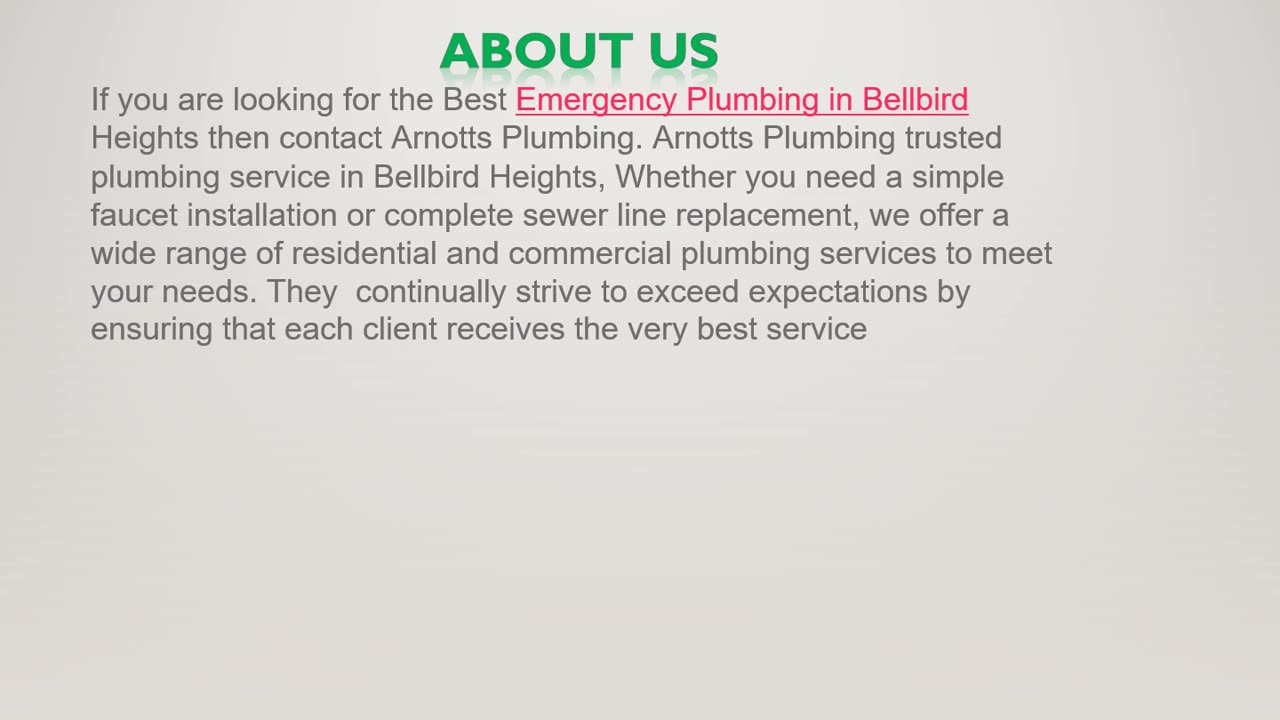 The Best Emergency Plumbing in Bellbird Heights