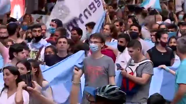 Russian Media, Ruptly on December 29, 2020 on twitter: — "Anti-abortion march hits Buenos Aires