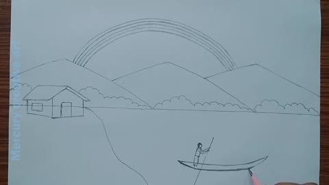 How to draw a beautiful rainbow scenery