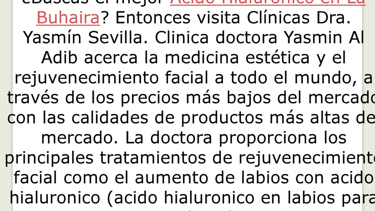 Consigue el mejor Ácido Hialurónico en La Buhaira