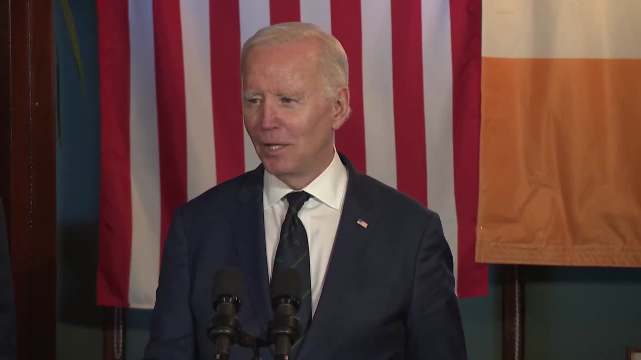 Joe Biden speaks in Dundalk pub alongside Michael Martin on second day of Irish tour - April 12, 2023