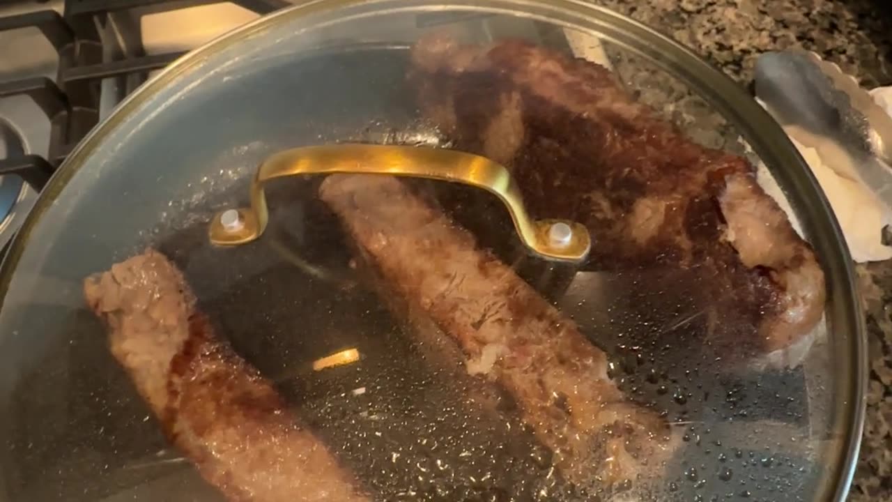 New York Strip pan searing